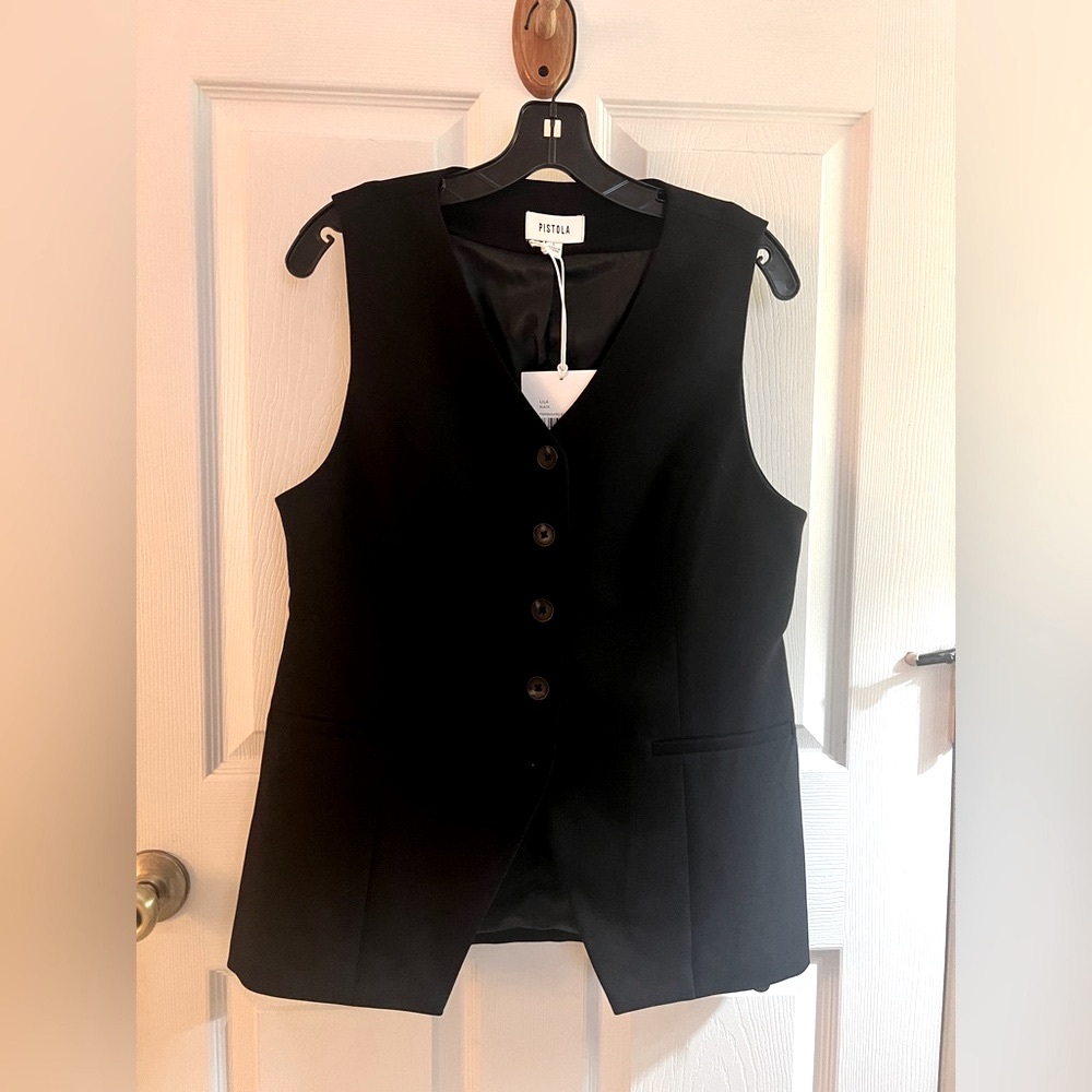 NWT Pistola Lila Black Button-Down Vest Top - Picture 12 of 15